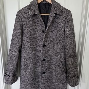 J. Crew Men's Herringbone Trench Coat - Black and Gray